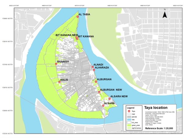 Map Showing the locations of Tayas duringthe 2022 Floods. Source: Prepared by HEART project team